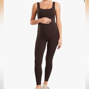 MOMANDA Brown Maternity Jumpsuit Workout Romper